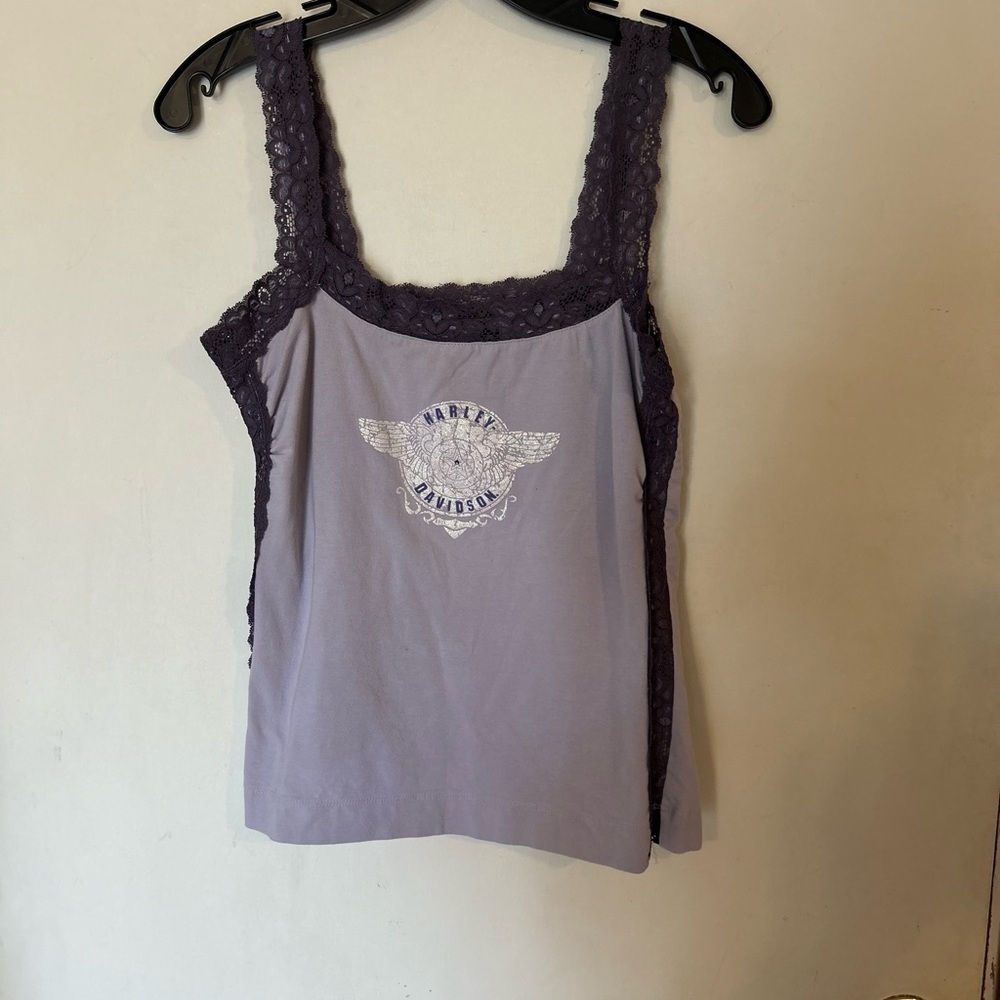 Vintage Harley-Davidson Lavender Camisole with Purple Lace Medium